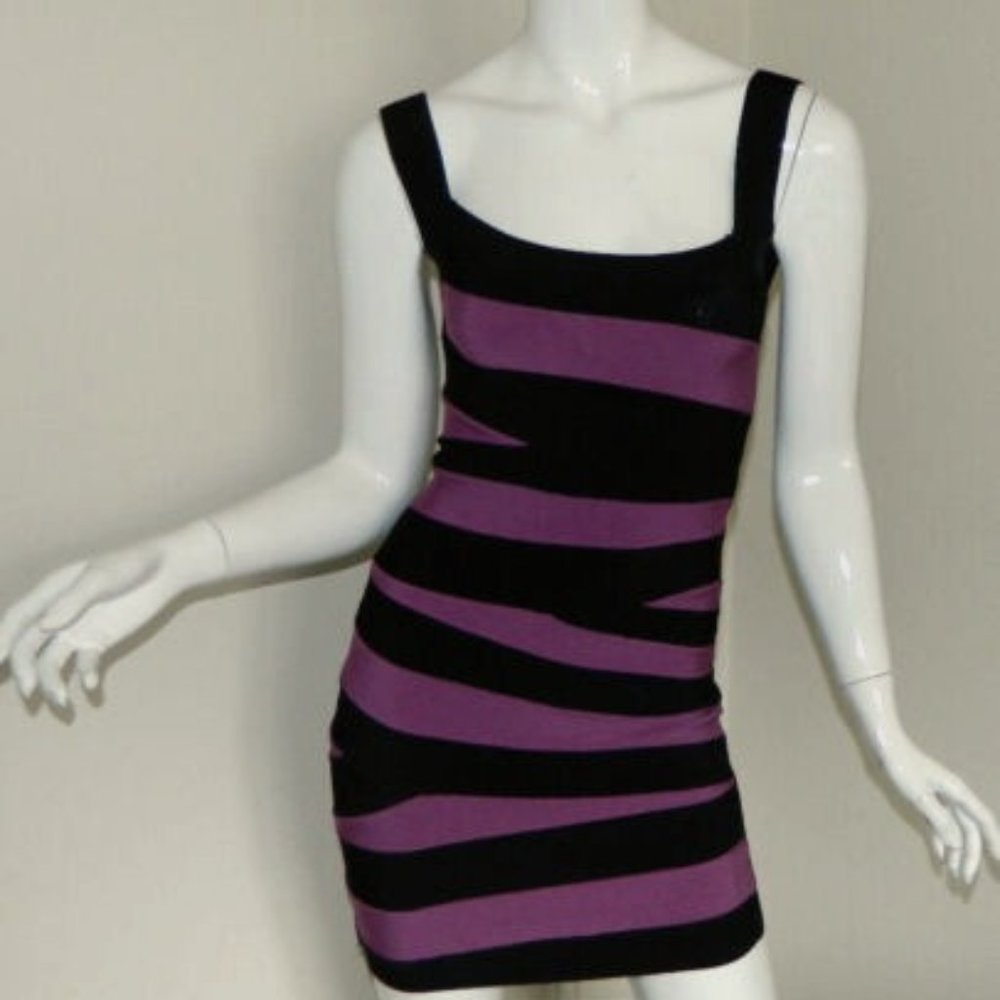 Bebe Purple and Black Bandage Dress